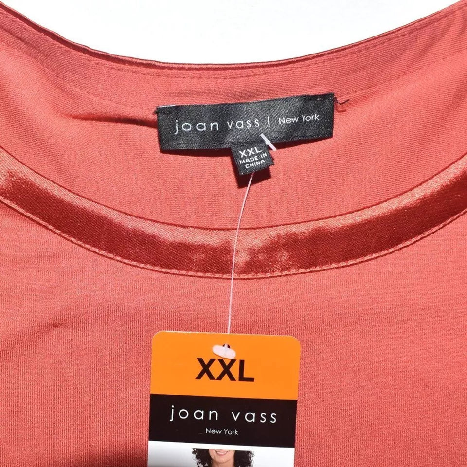 Joan Vass New York Top Women Sz XXL Terracota Short Sleeve Boat neckline