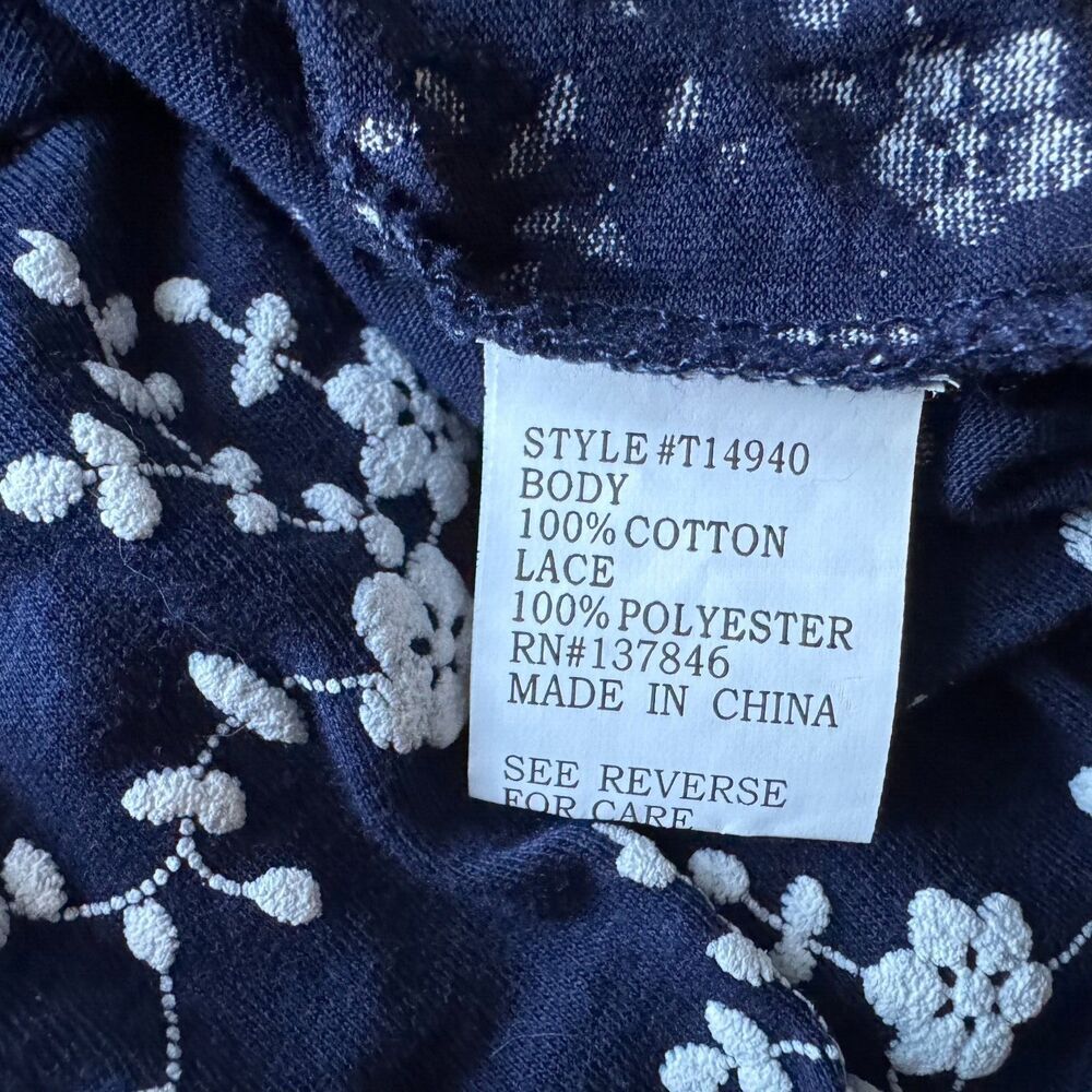 Roommates Sz S Navy Off The Shoulder Cropped Embroidered Short Sleeve Lace Trim