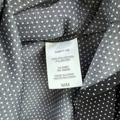 Hilary Radley Top Women Sz M V-Neck short sleeve black with white polka dots