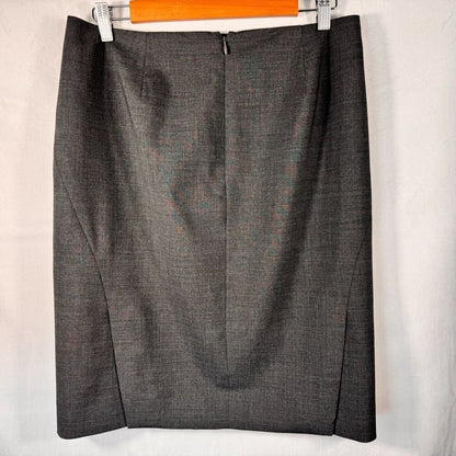 J. CREW Pencil Skirt Sz 8 Gray Wool & Spandex Career Two Back Slit