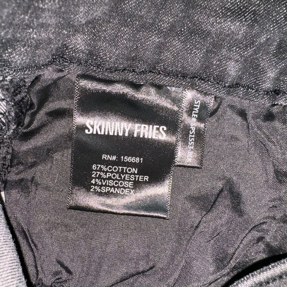 Skinny Fries Jeans Sz 9 Black Distressed Button Fly Jeans Juniors Boho