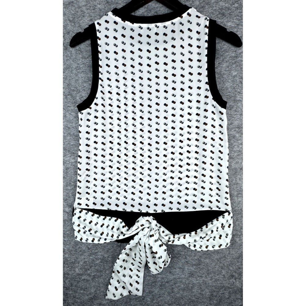 Trouve Women White top with Black knit neckline and waist Sleeveless Size XS
