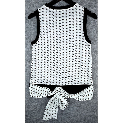 Trouve Women White top with Black knit neckline and waist Sleeveless Size XS