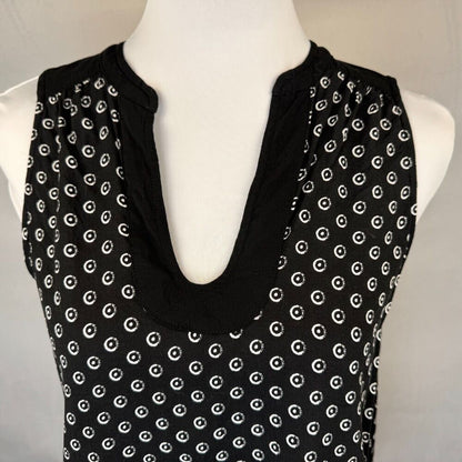 Anthropologie Maeve Women Tank Top Sz 8 Black White Circle Dots Viscose