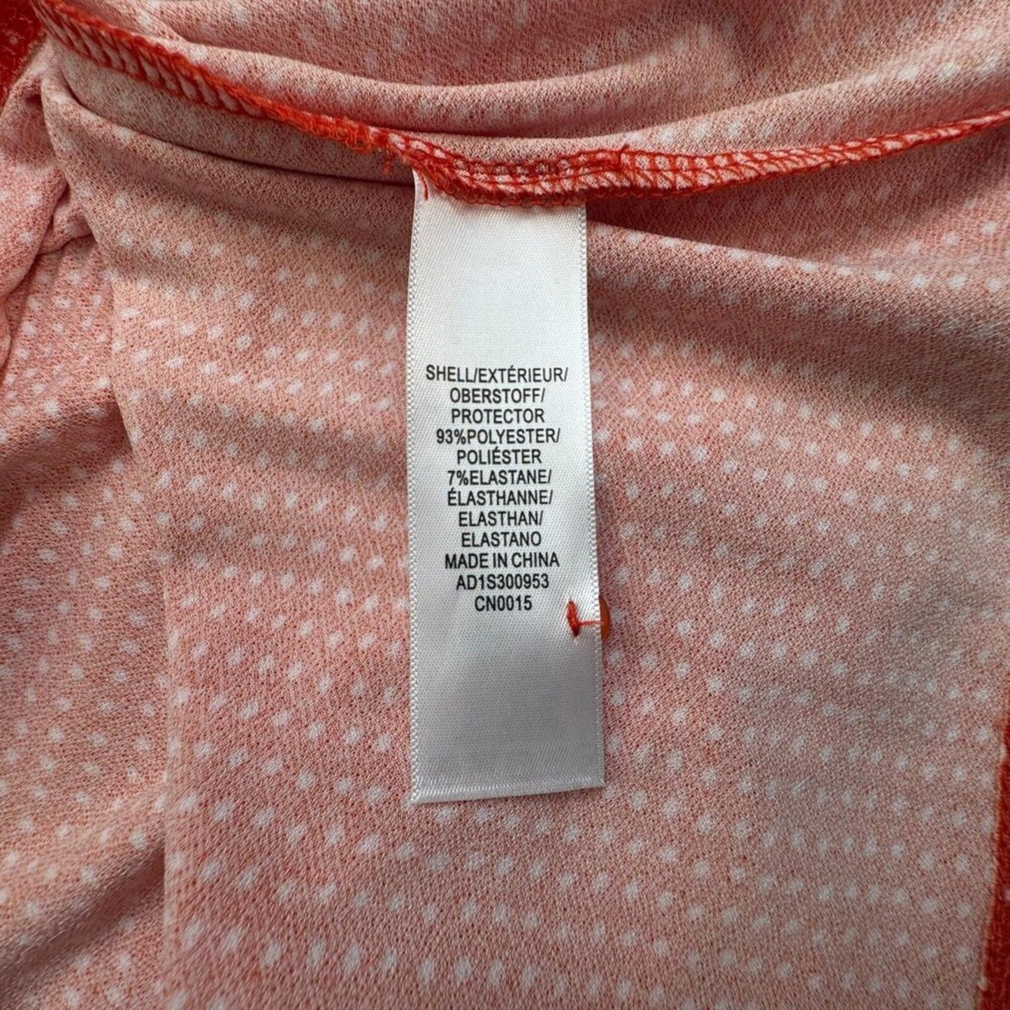 Adrianna Papell Top Sz L Orange Polka Dot Cap Ruffle Sleeve Stretchy Accordion