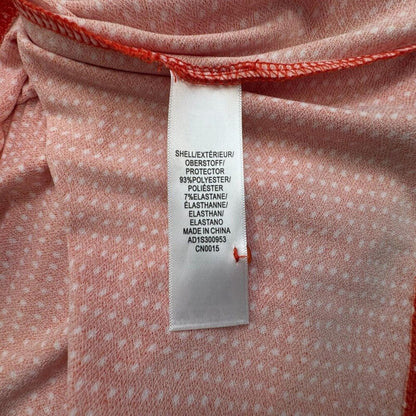 Adrianna Papell Top Sz L Orange Polka Dot Cap Ruffle Sleeve Stretchy Accordion
