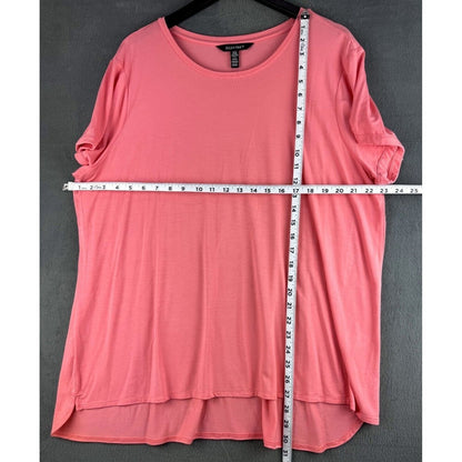 Ellen Tracy Top Sx XXL Coral Soft Knit Tunic Crew Neck Short Sleeves