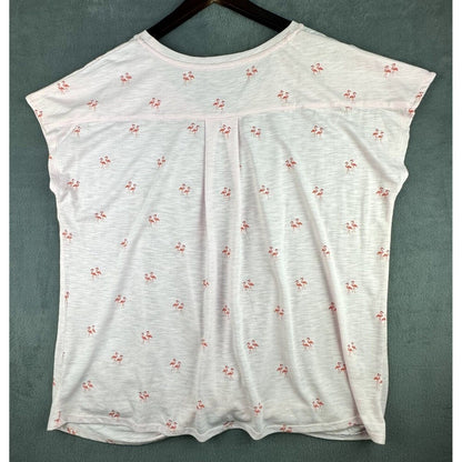 Izod Top Sz XXL Pink Short Sleeve Top With Twisted Hem And Flamingo Print
