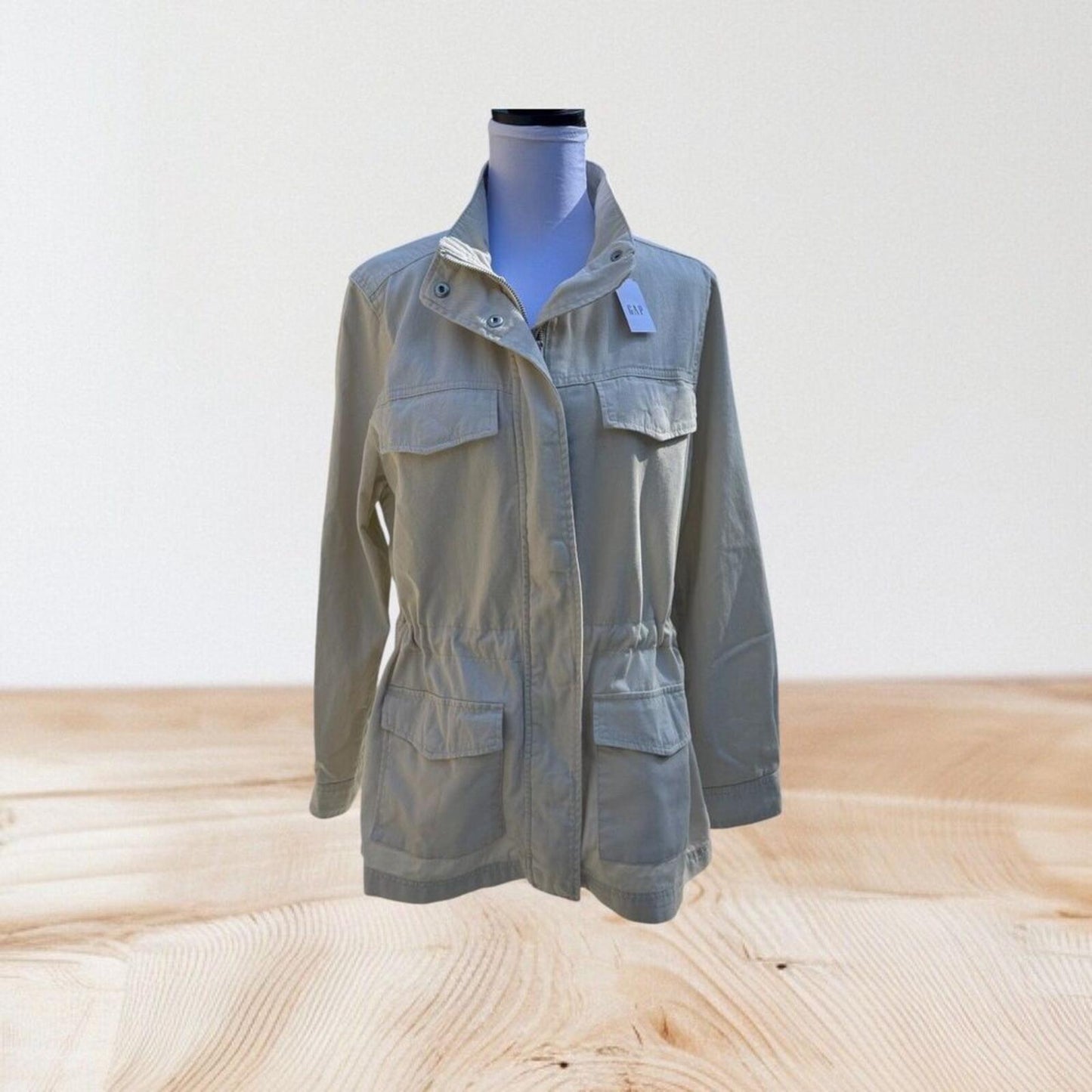 GAP Women Utility Jacket New Ivory Size L Drawstring Waist