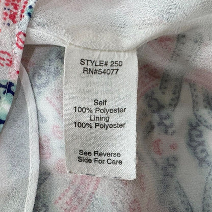CAbi Top Sz S Scoop Neck Sleeveless Chiffon Layered Lined Mosaic Print