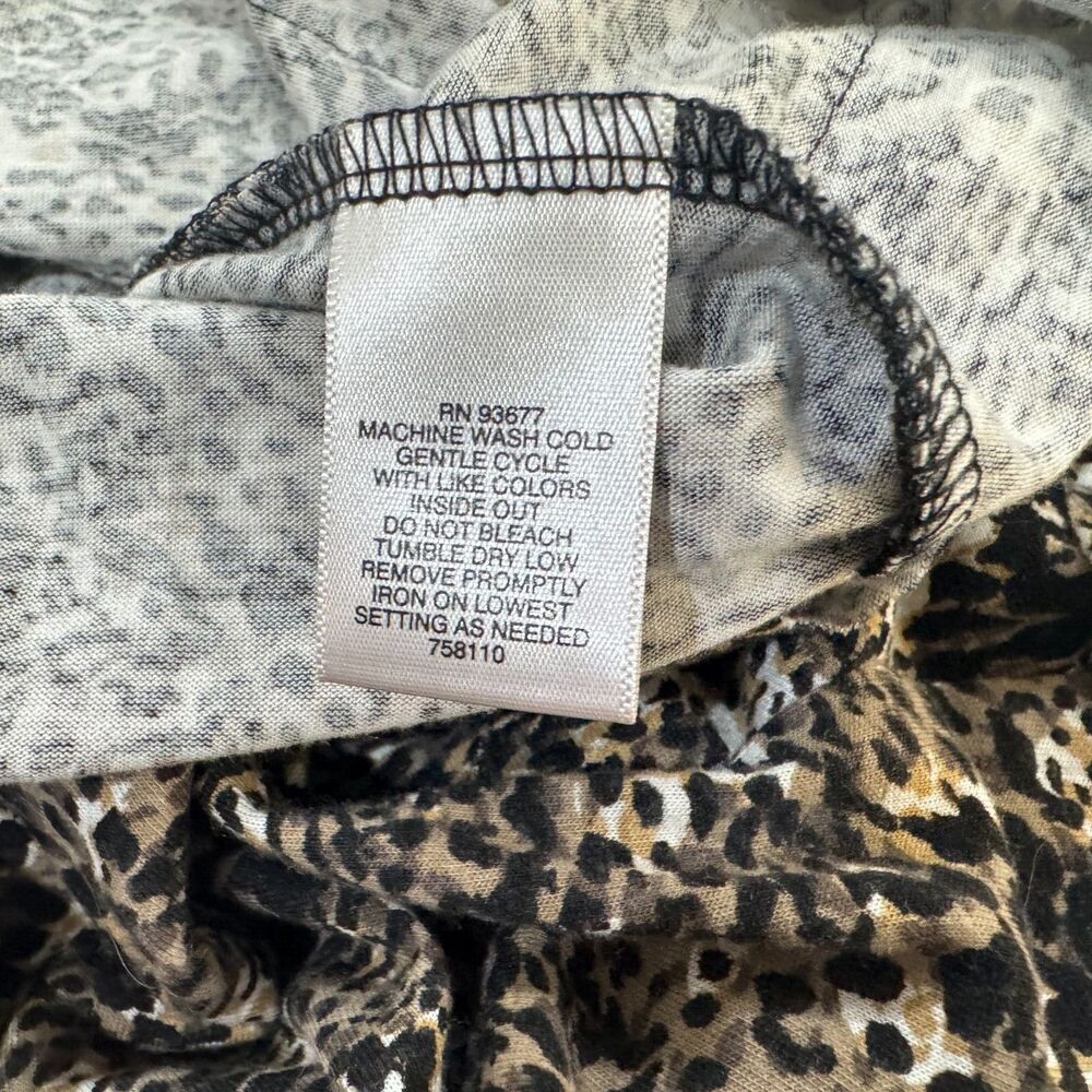 Liz Claiborne Tank Top Sz  PS Brown Leopard Animal Tiered Ruffled Sleeveless