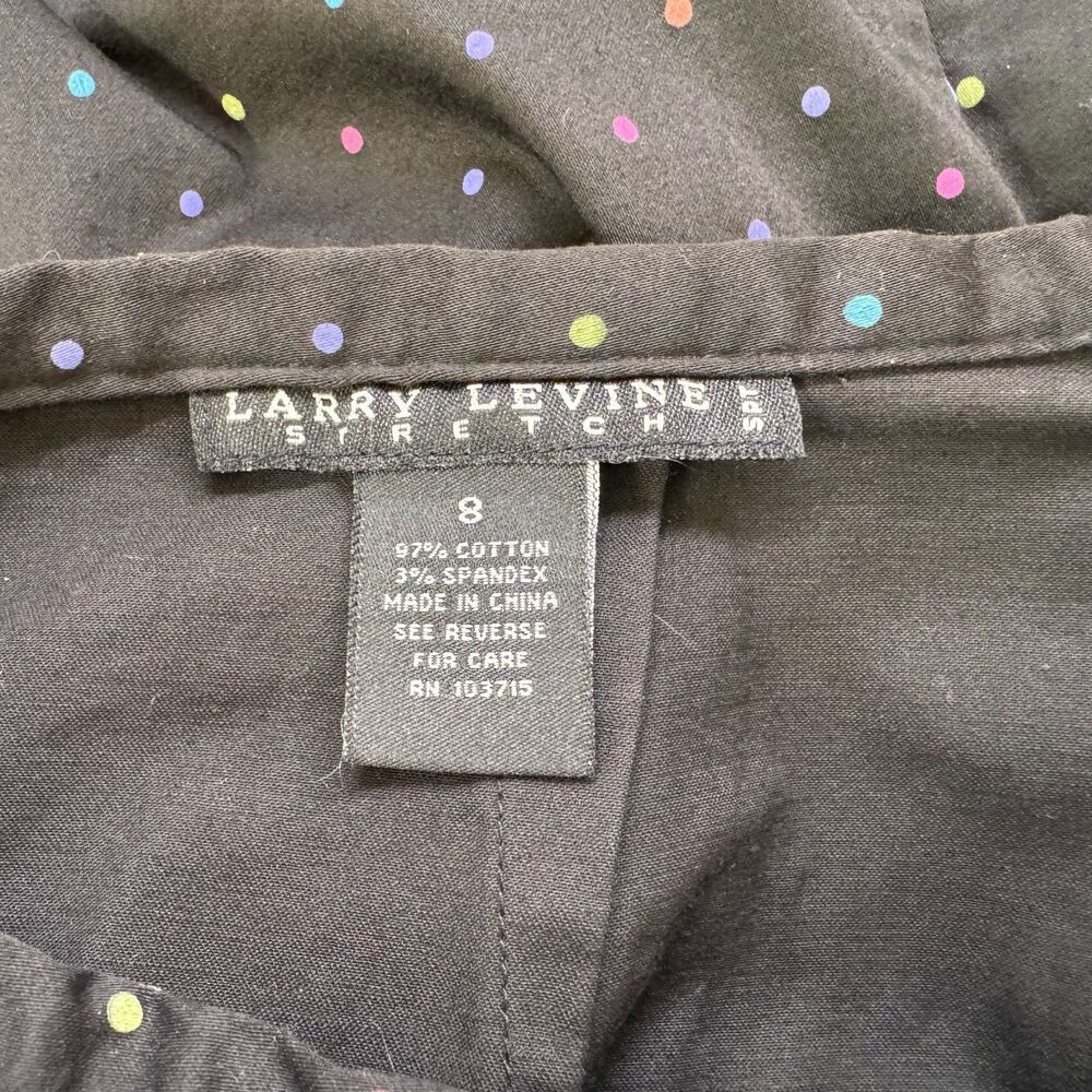 Larry Levine Skort Sz 8 Stretch Black with Multicolor Polka Dots