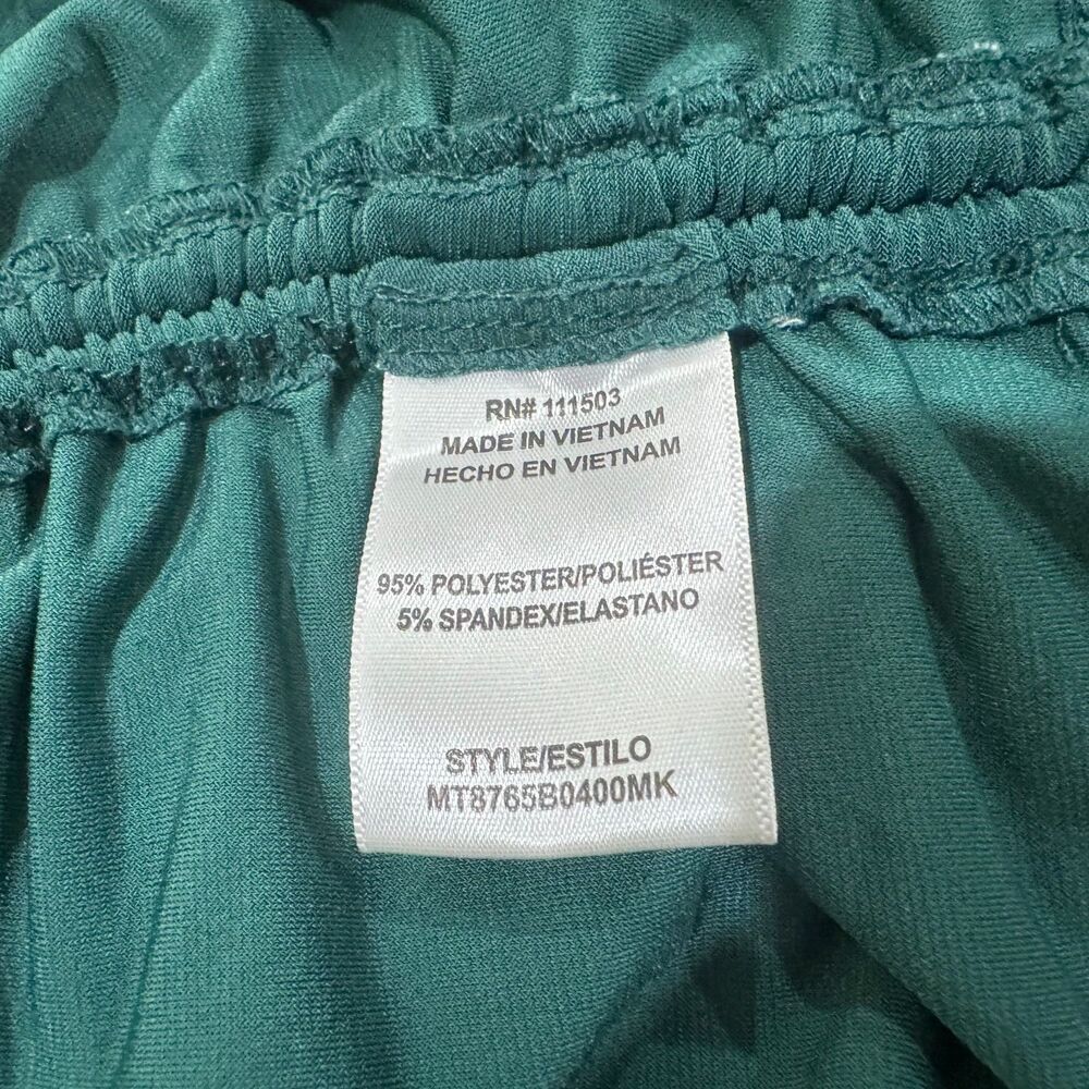 Meraki Top Sz M Green V-Neck Adjustable Ruched Sides Long Sleeve
