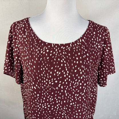 Banana Republic Women Petite Maroon Top Sz SP Boat Neck Short Sleeve