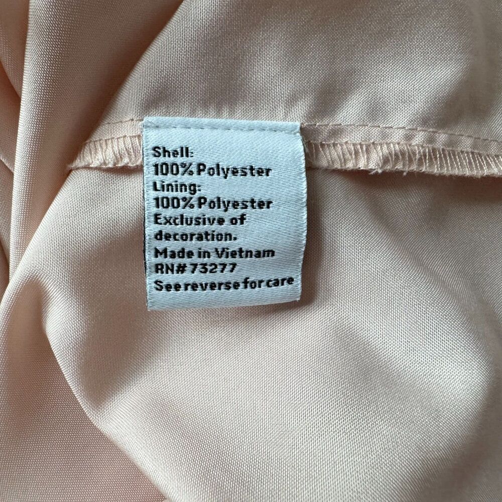 Nine West Sheer Blouse Sz S Peach Foil Gold Speck Chiffon Keyhole Long Sleeve