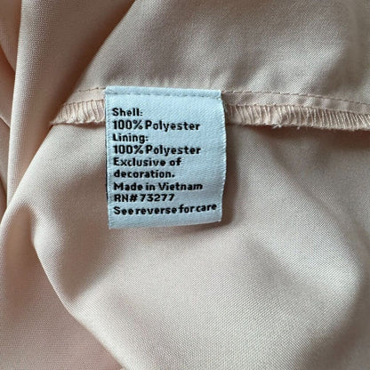 Nine West Sheer Blouse Sz S Peach Foil Gold Speck Chiffon Keyhole Long Sleeve
