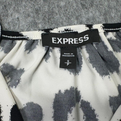 Express Women Halter Top Sz S Black Animal Print Faux Wrap VNeck Sleeveless