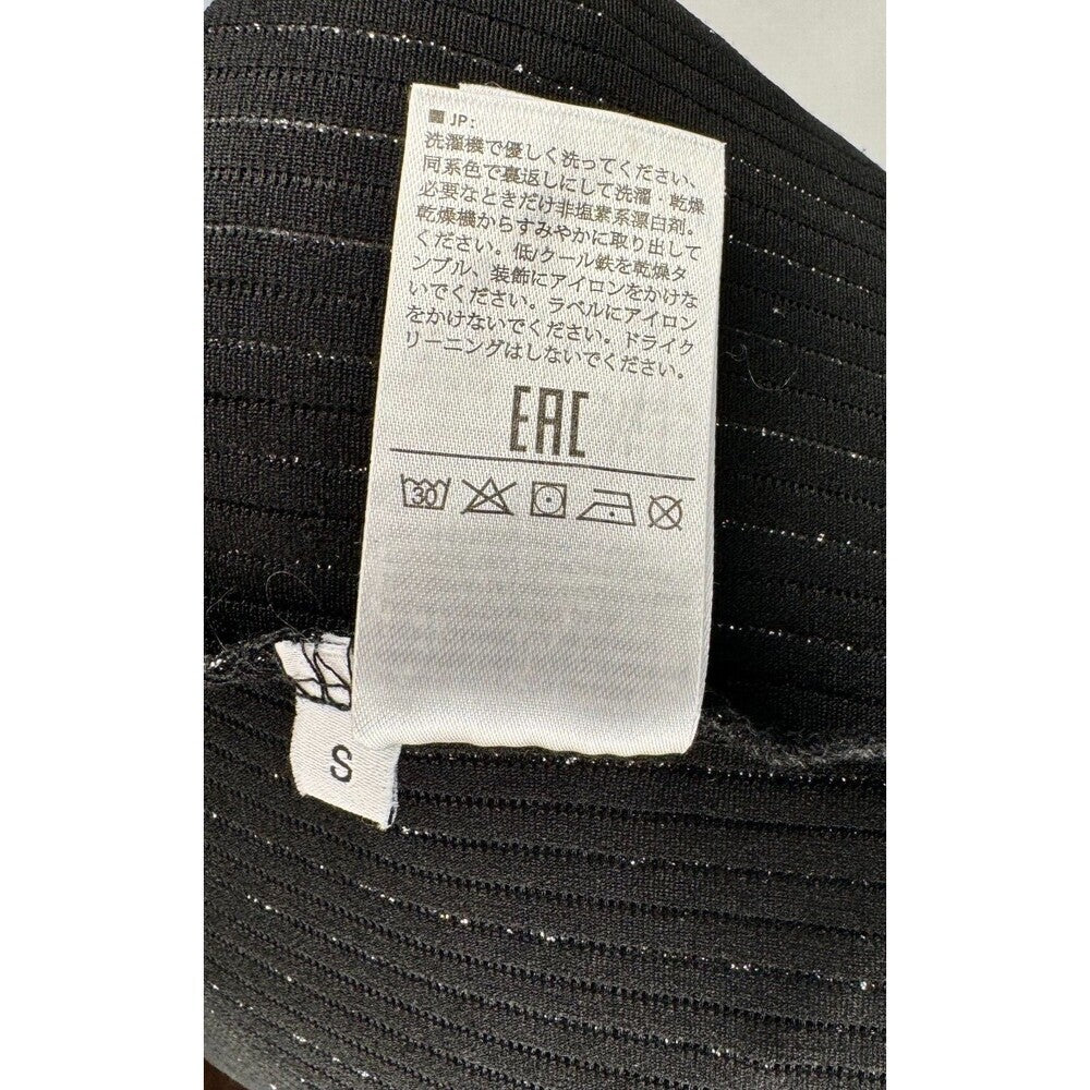 Unbranded Women Tank Top Sz S Black Ribbed metallic silver and black thread