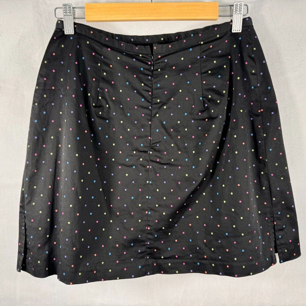 Larry Levine Skort Sz 8 Stretch Black with Multicolor Polka Dots