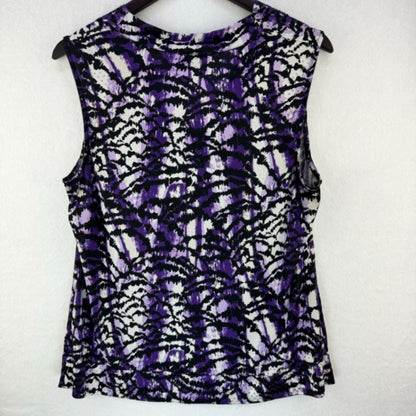 Alfani Women Blouse Sz L Tank top cowl neck embellished Purple Black White