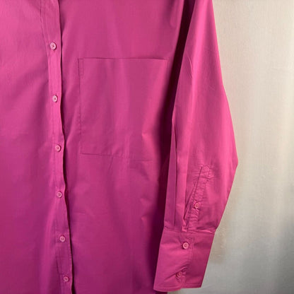 Banana Republic Blouse Sz XL Oversized Long Sleeve Button up Collar Fucsia