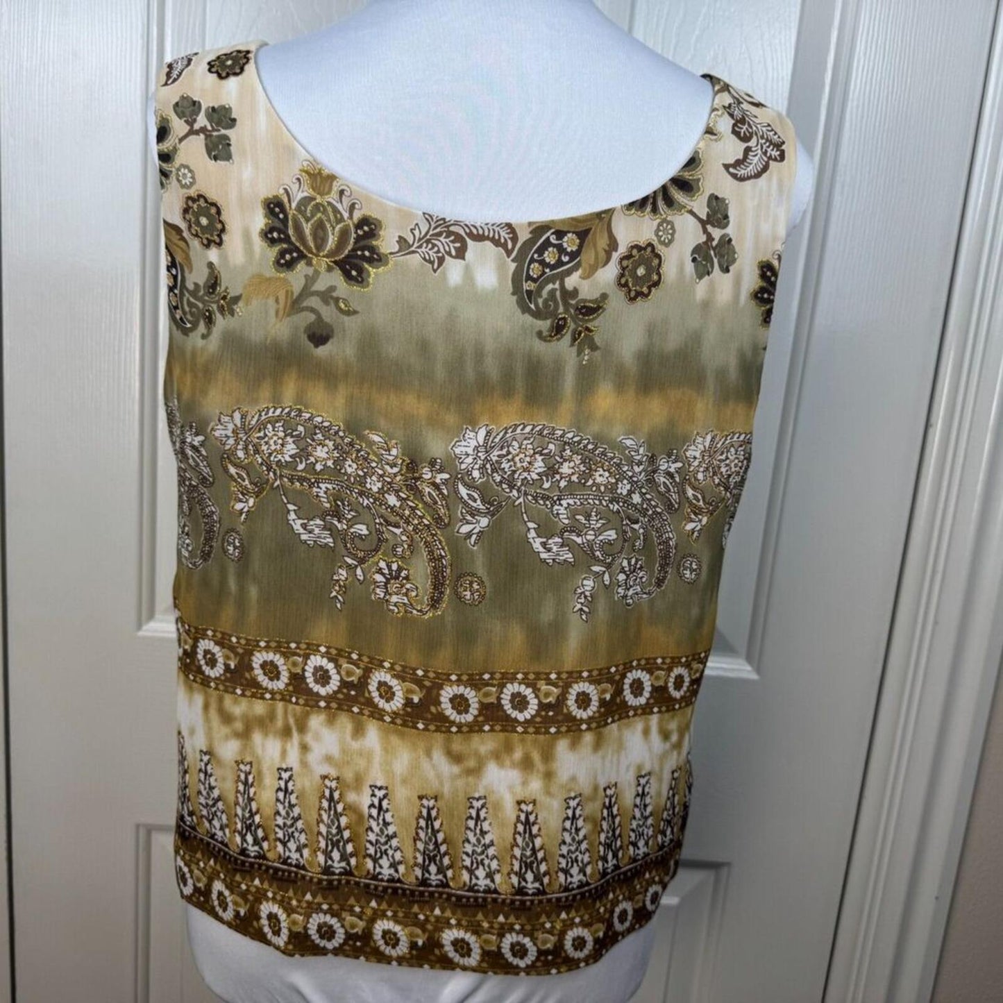 K Studio Collection Tank Top Sz 14 Brown Glitter Scoop Neck Sleeveless Lined