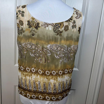 K Studio Collection Tank Top Sz 14 Brown Glitter Scoop Neck Sleeveless Lined