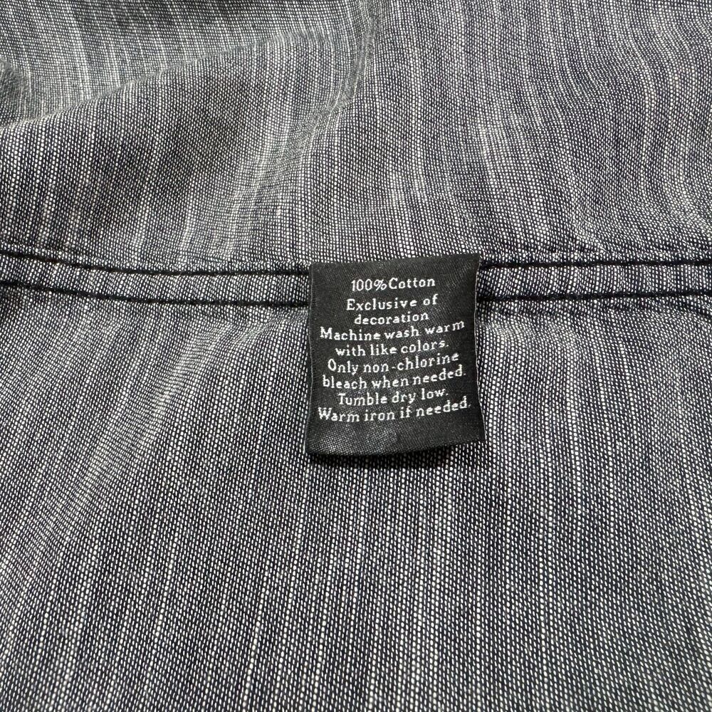 Rock & Republic Shirt Size M Charcoal and Gray Button Down Roll Up Long Sleeve
