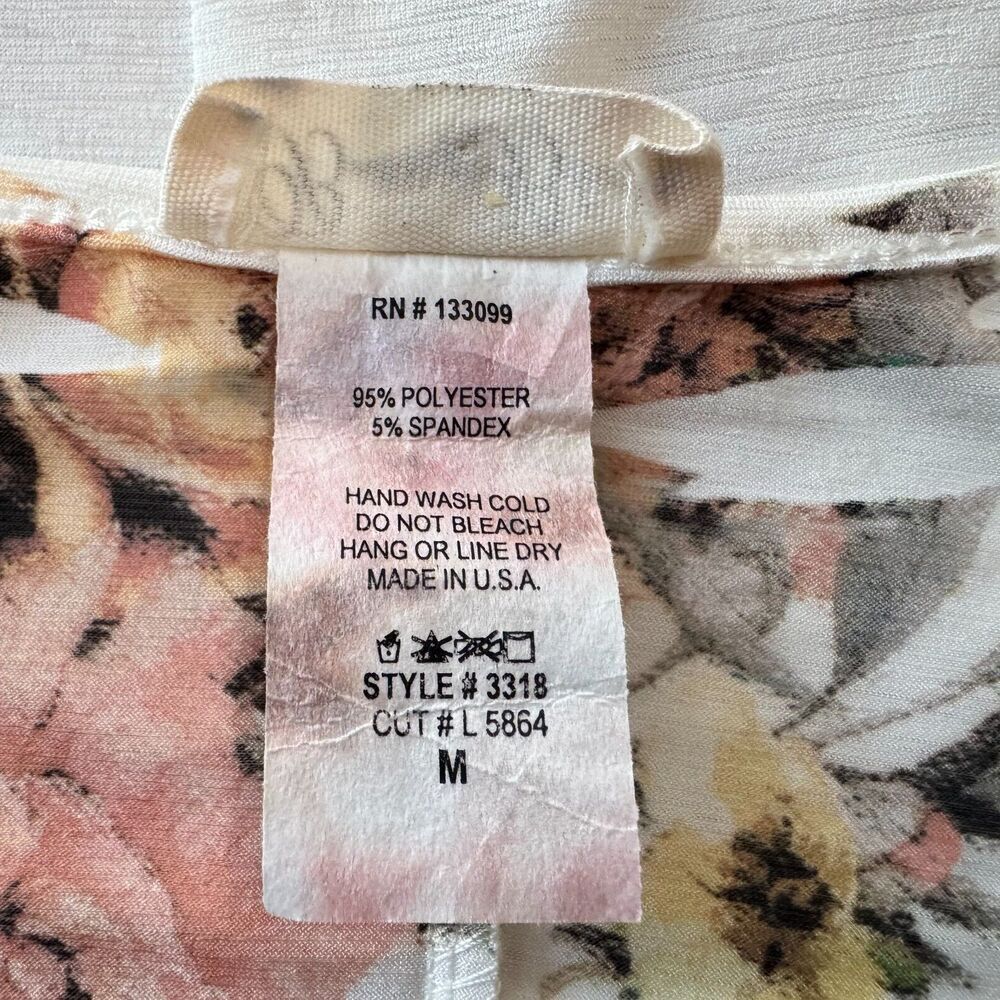 Brittany Black Women Sz M Tunic Ivory Floral Glitter Bling Scoop Neckline