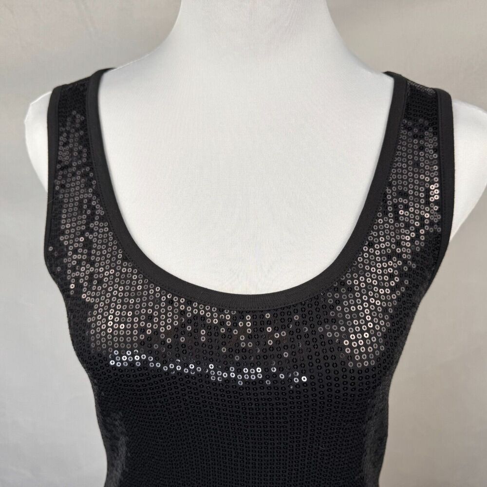 Maurice Tank Top Sz M Black Sequin Stretchy Rayon Spandex NWT