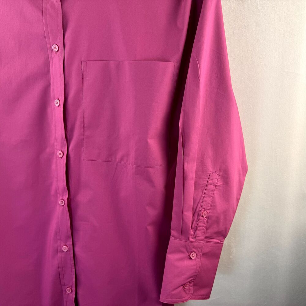 Banana Republic Blouse SZ XXL Oversized Long Sleeve Button Up Fucsia
