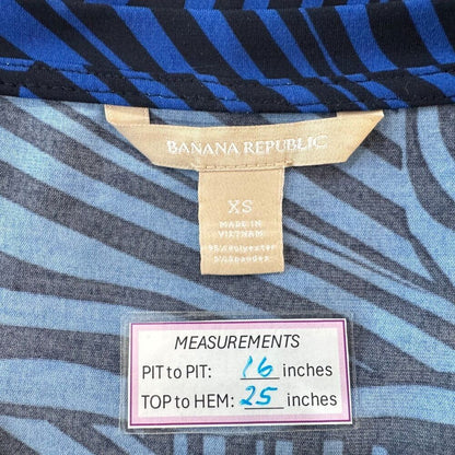 Banana Republic Women Top Sz XS Black Blue Sleeveless Stretch V-Neck