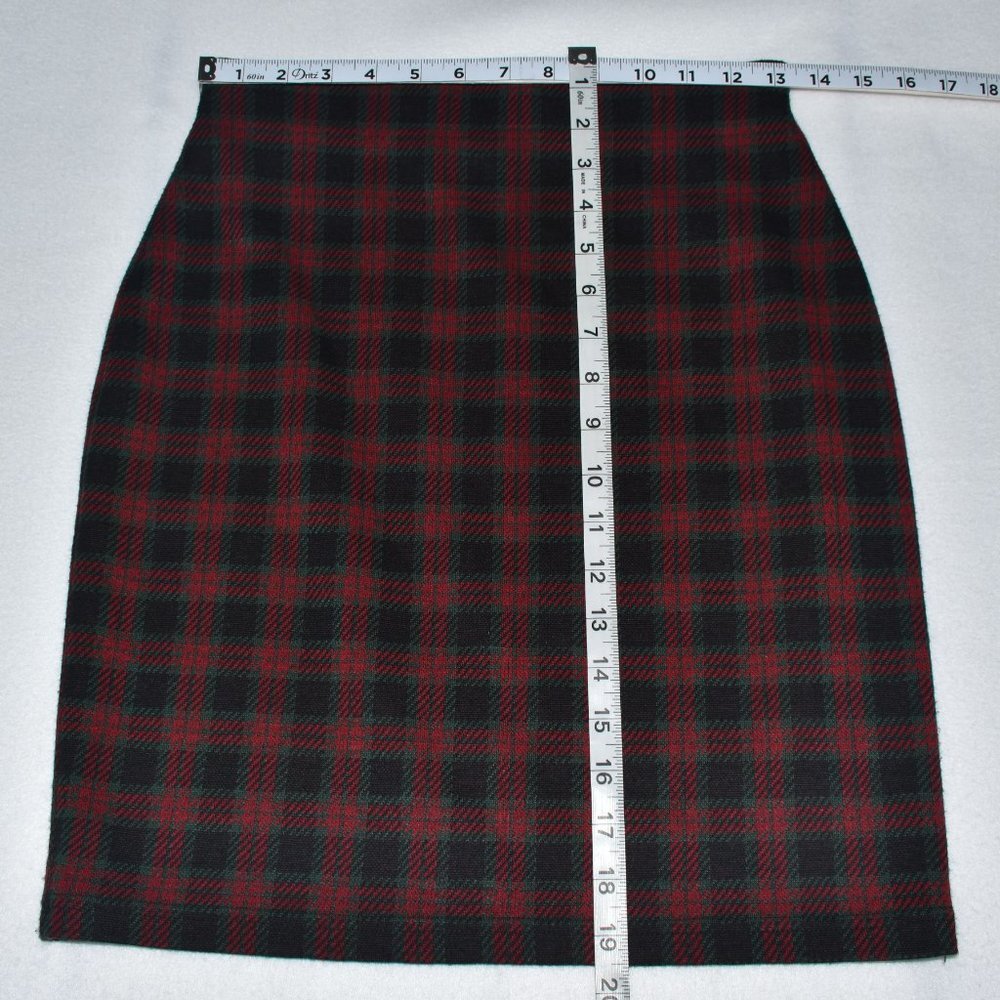 BHS Women’s Pencil Skirt Size 10 Red Green Black Plaid Check