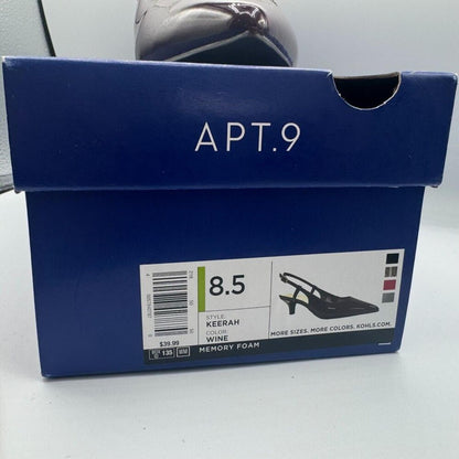 Apt 9 Keerah Wine Size 8.5 M Shoes Patent Leather Strappy Pointed Toe 2.5" Heel