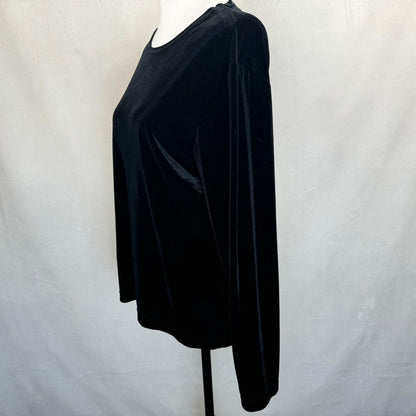 Baxter & Wells Black Top Sz M Velour Boat Neck Long Sleeves
