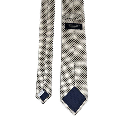 Pronto Uomo Men’s Neck Tie Silk Blend Cream Black Gray Geometric Print