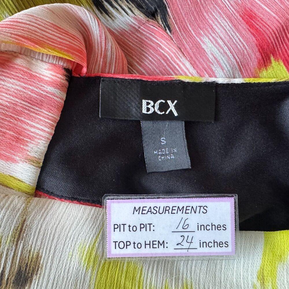 BCX Halter Top Sz S Multicolor Lined Ruffled Front Sleeveless