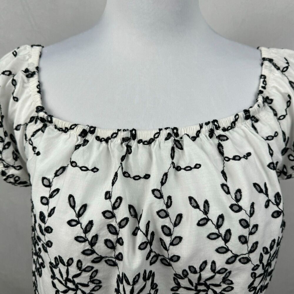 American Eagle Crop Top Sz S Embroidered Cut Outs White Off The Shoulder