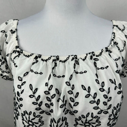 American Eagle Crop Top Sz S Embroidered Cut Outs White Off The Shoulder