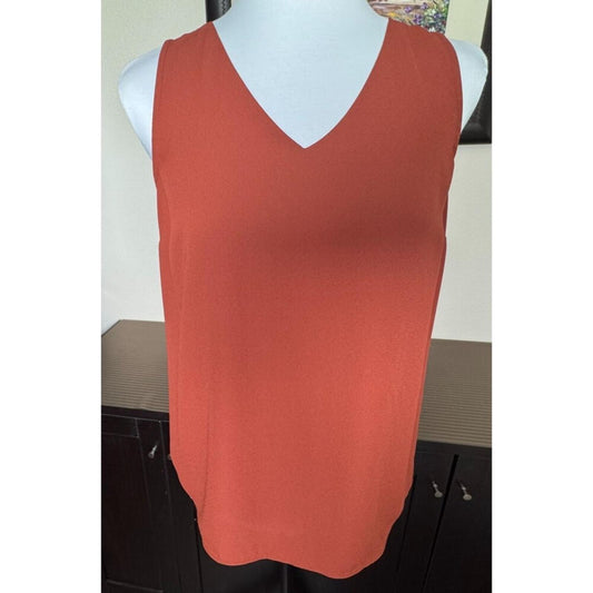 Nine West Top Sz XS Rust VNeck Sleeveless Layering Career