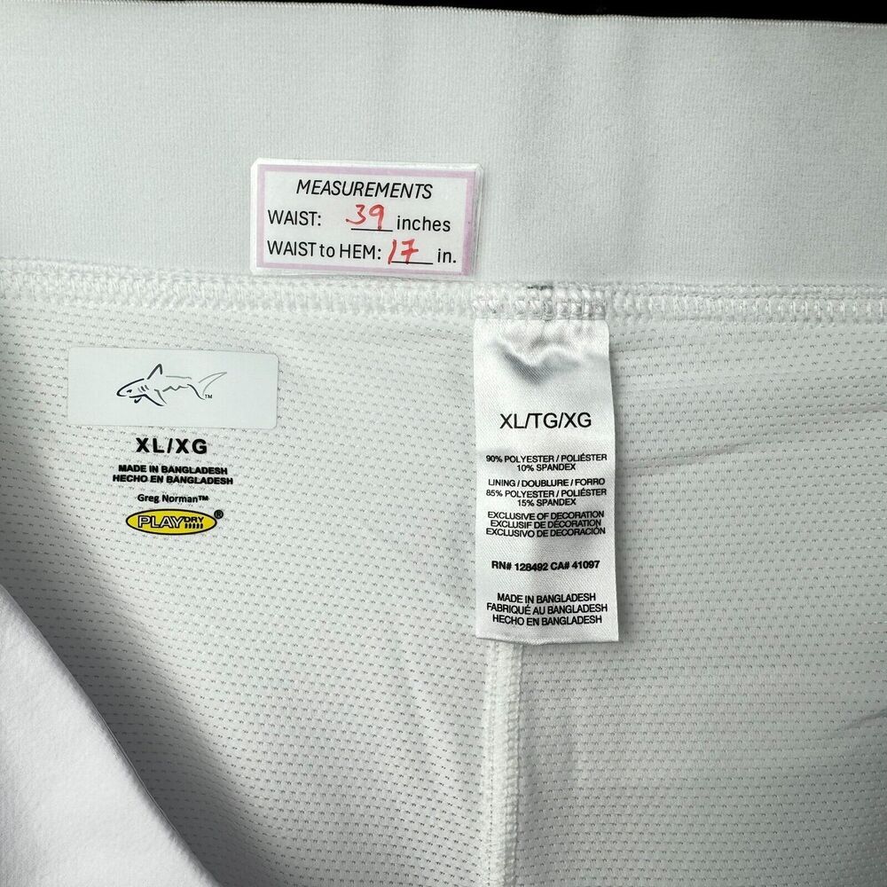 Greg Norman White Skort Sz XL Tennis Golf Pockets Elastic Waist Mesh Short Liner