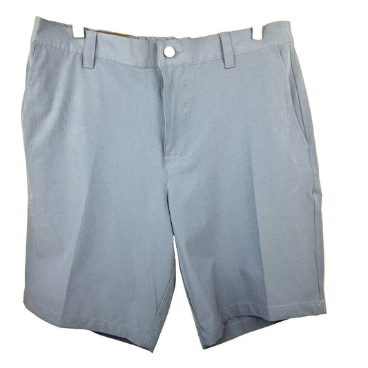 Light blue chino shorts with belt loops, a button closure, and front pockets, shown flat against a white background.