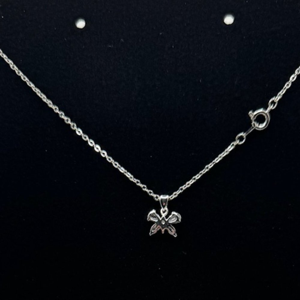 Butterfly Pendant Necklace Silver Tone Clear Crystal Rhinestones NWOT