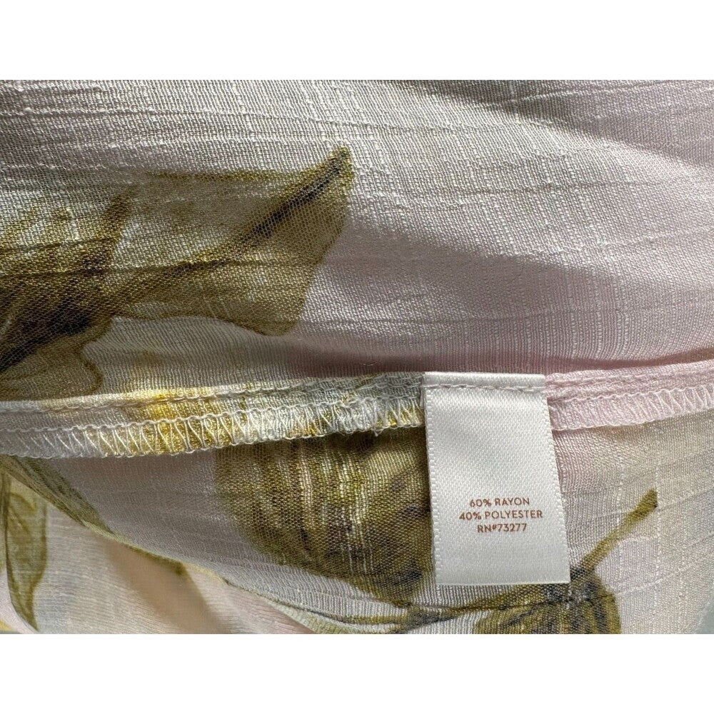 Lauren Conrad Blouse Sz S Floral Open Back Blouse 3/4 Flutter Sleeves Pink