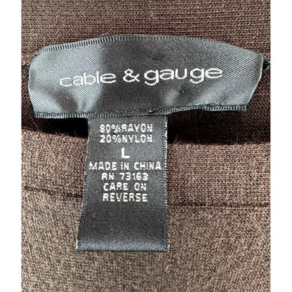 Cable & Gauge Women Brown Pullover Batwing Sleeve Button Shoulder Stretch Sz L