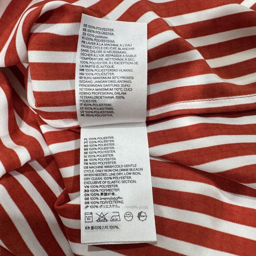 H&M Women’s Sz 0 Maroon White Striped Off Shoulder Short Sleeve Top