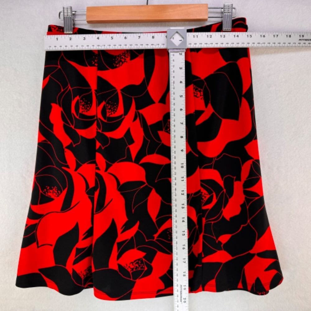 Falda Express línea A, talla M, corte acampanado y fluido, negro y rojo, cintura elástica