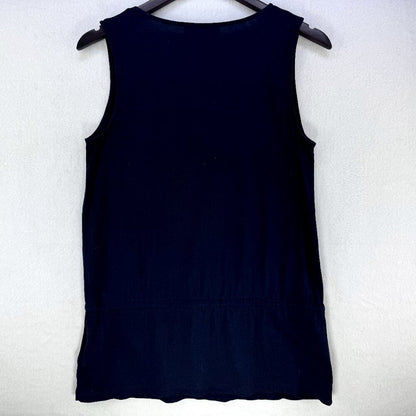 Jones New York Women Sz Small dark blue white embroidery V-neck sleeveless