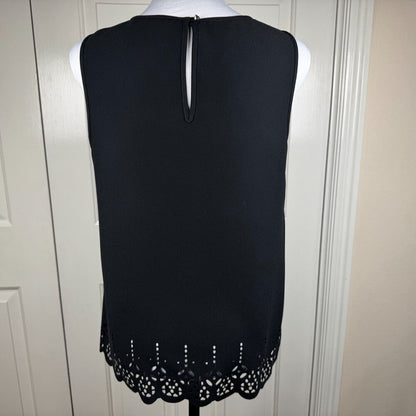 Banana Republic Women Blouse Sz S Black Sleeveless Cut Out Design Back Keyhole