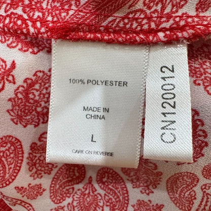 Soho NYC Jeans Women Sz L Sheer Red Paisley Tank Top Pockets Front Zipper Accent